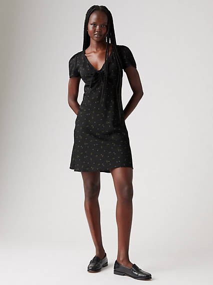 Levi's Women's Delray Floral-Print V-Neck Mini Dress - Virgo Dits
