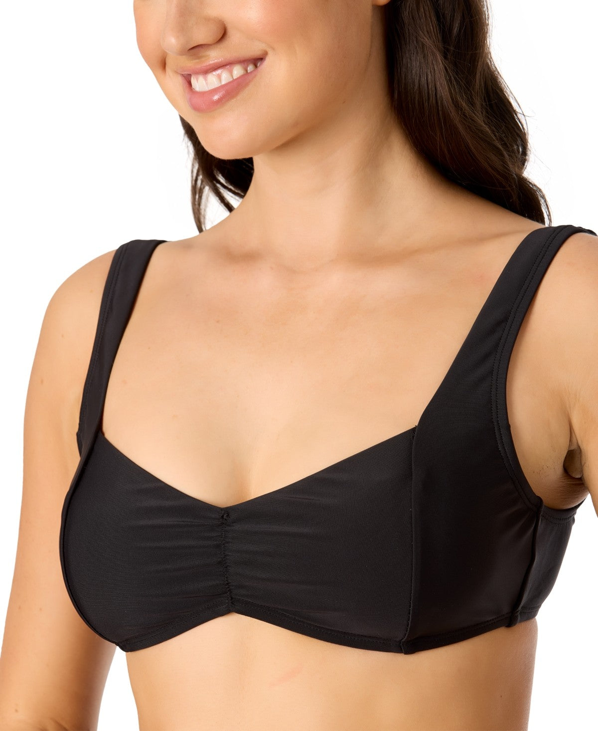 Salt + Cove Size XL Juniors' Center-Ruched V-Neck Bikini Top