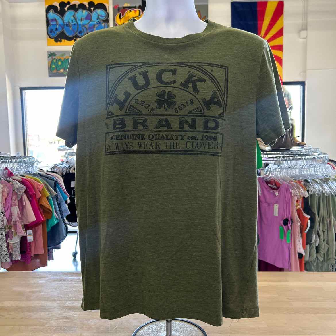 Lucky Brand Size L Green Preloved MENS T-shirt