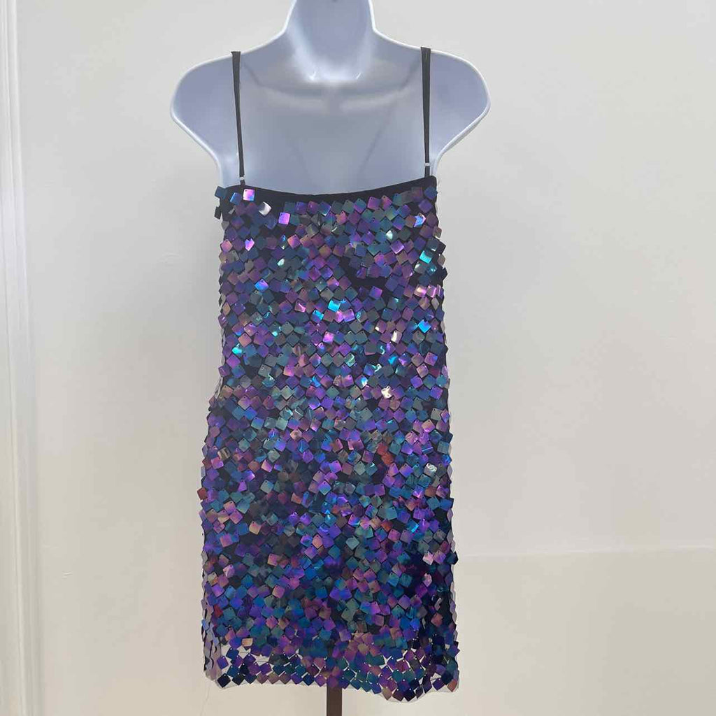 astr Size XL Porsche Sleeveless Sequin Mini Dress - Purple Multi