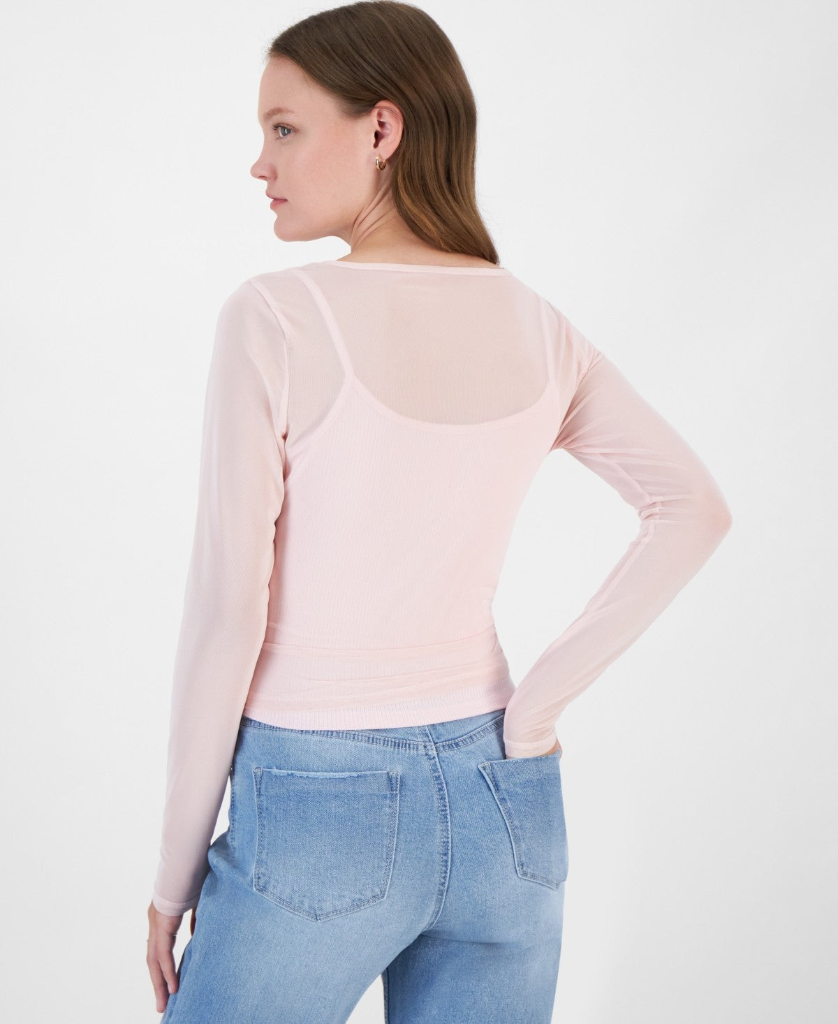 Ultra Flirt Juniors' Mesh Surplice-Neck Long-Sleeve