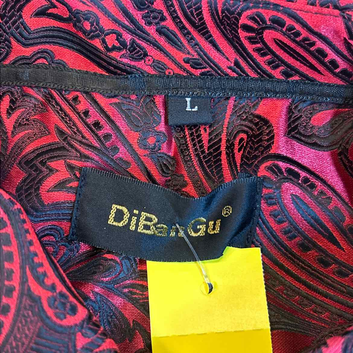 DiBanGu Size L Black Red Preloved MENS Button Down Shirt