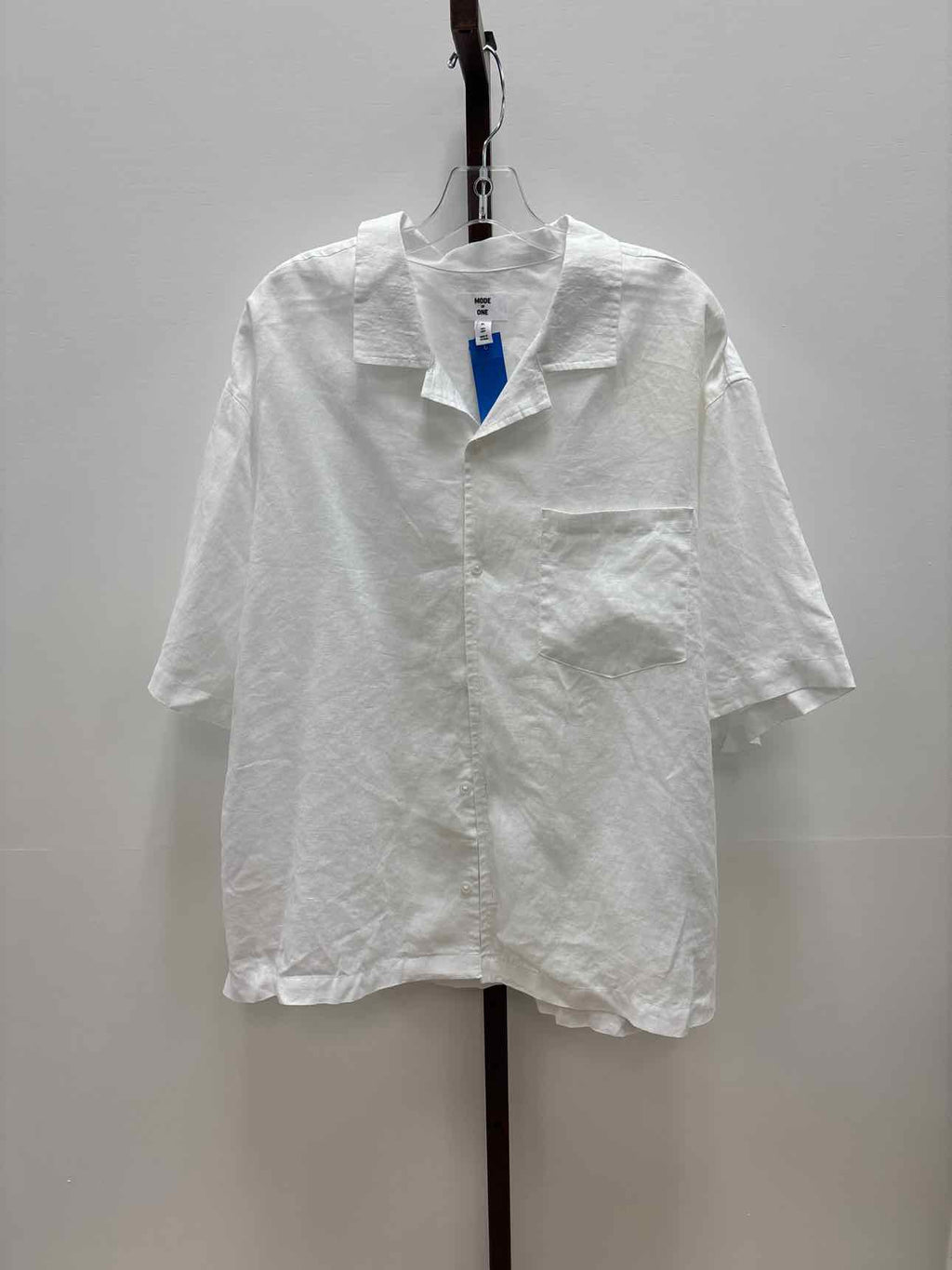 Mode Of One Size XL Men's Boxy-Fit Short-Sleeve Linen Camp Shirt