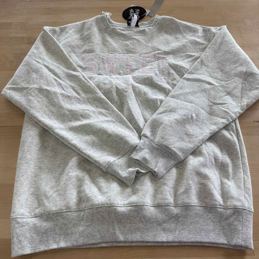 Planet Heart Juniors' Embroidered Fleece Crewneck Sweatshirt