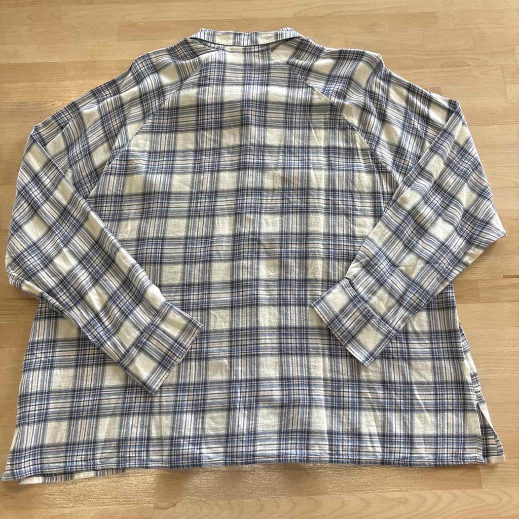Levi's Size XL Pink Blue Button Down Harrison Raglan Shirt- Clayton Plaid Indigo