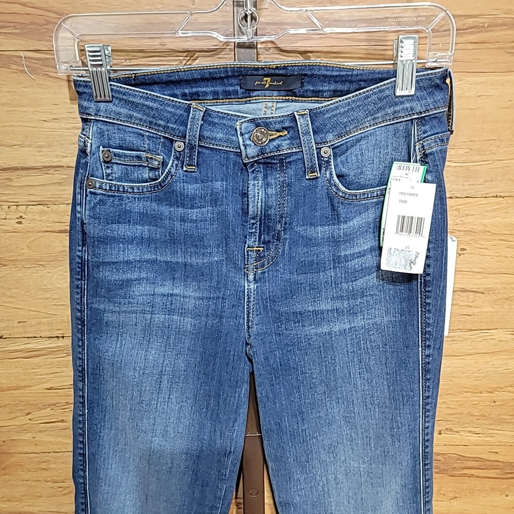 7 for all mankind Size 25 Mid-Rise Faded Denim Skinny Jeans NWT
