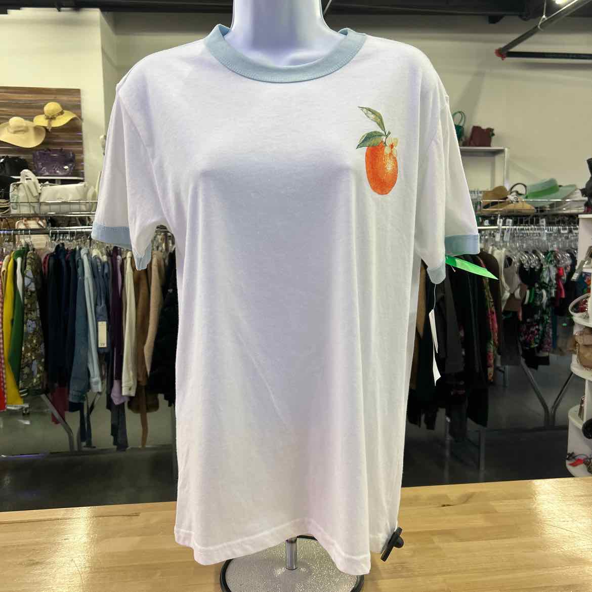 Rebellious One Juniors' Orange Graphic Short-Sleeve T-Shirt - White/Baby Blue