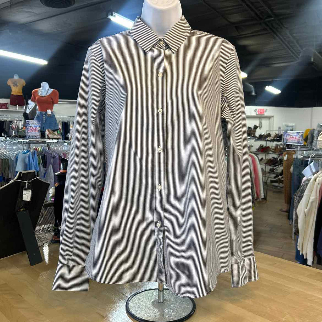 Liz Claiborne Size MT Black White Preloved Button Down LS