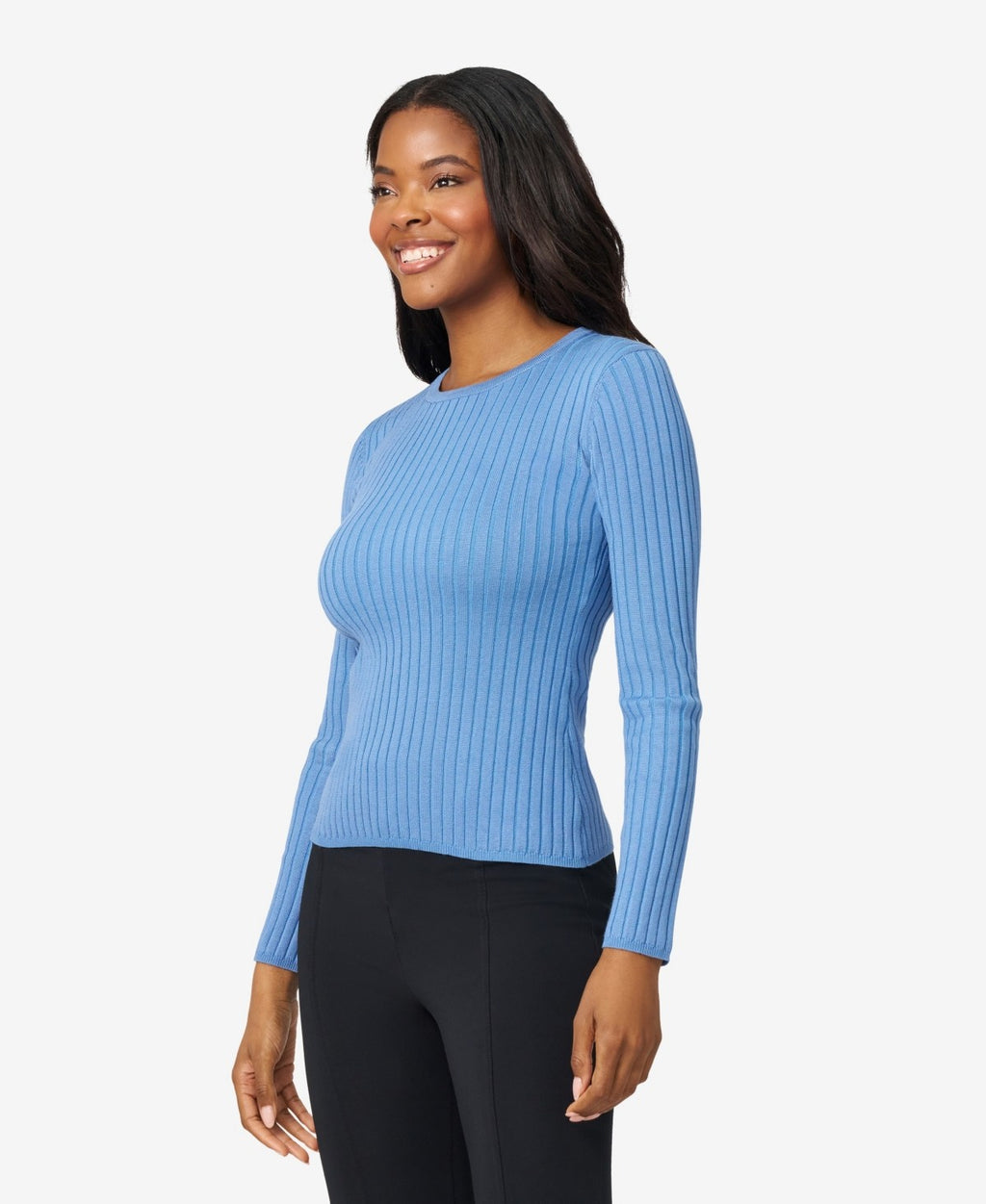 Melissa Paige Women's Crewneck Ribbed-Knit Sweater - Quiet Harb