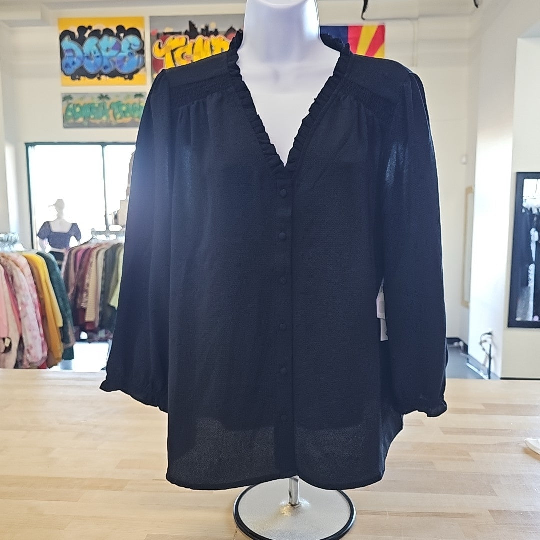 CeCe Size L Black New Long Sleeve