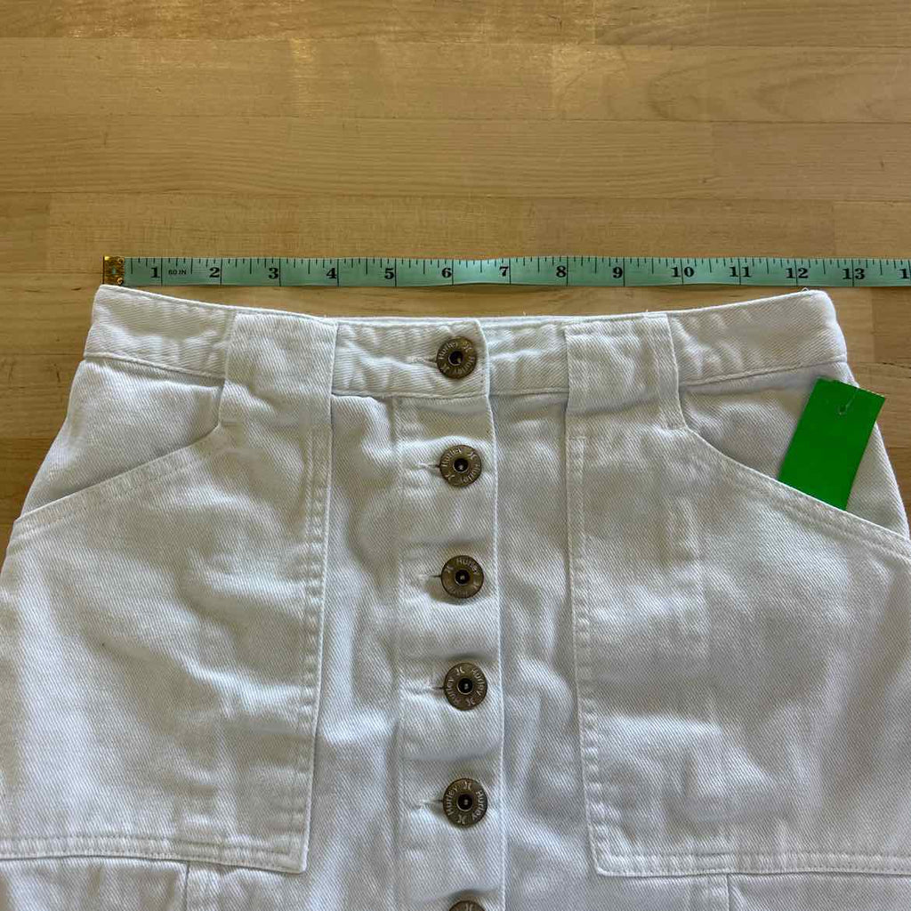Hurley Size 24 White Denim Preloved Skirt