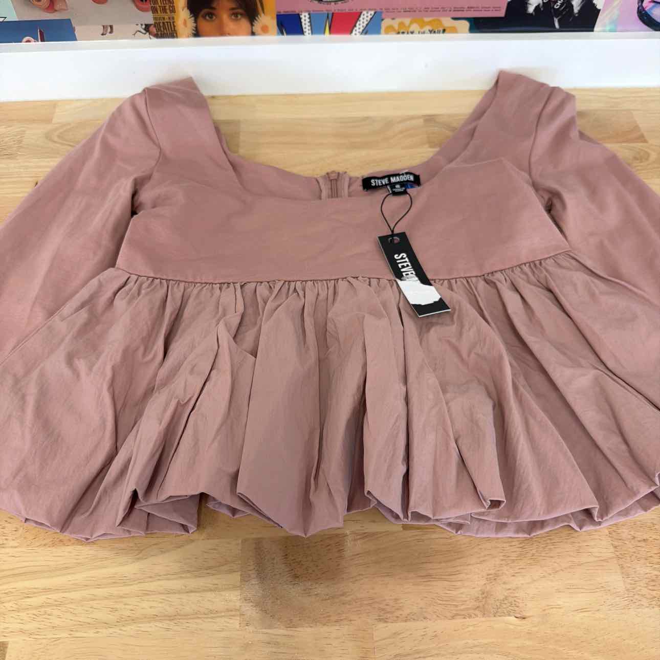 Steve Madden Size S Avielle Long-Sleeve Peplum Top