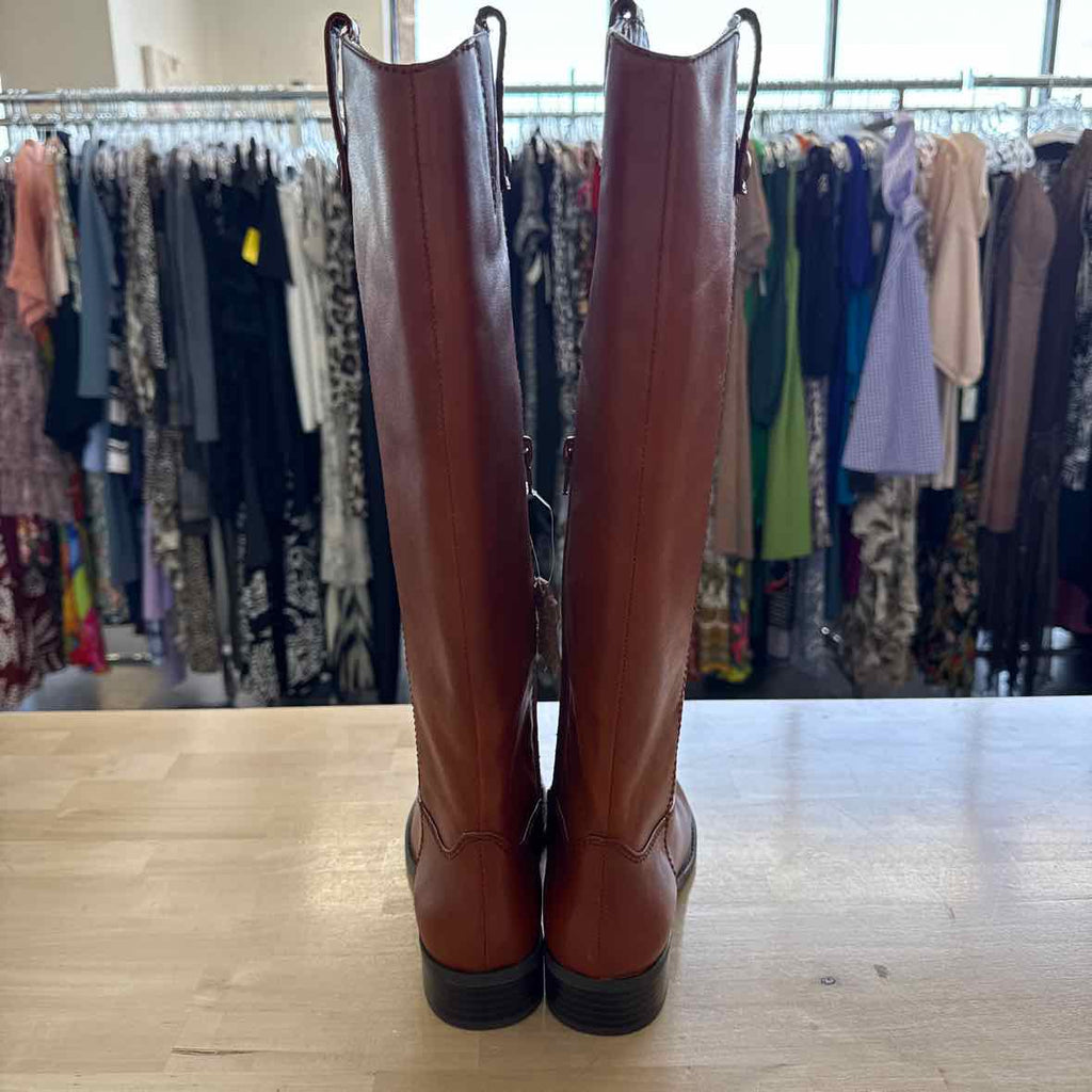 INC Size 7  Rust Leather Boots Inc Womens Brown Goring Fawne