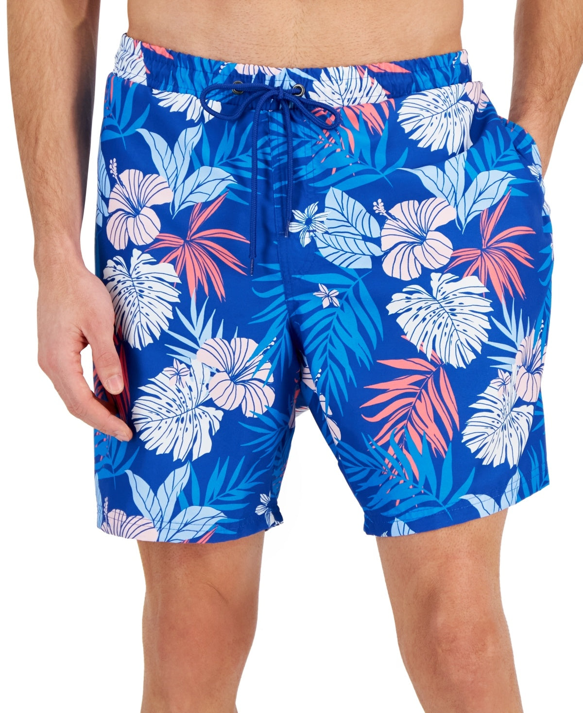Club Room Men's Hibiscus Floral Print 7" Swim Trunks