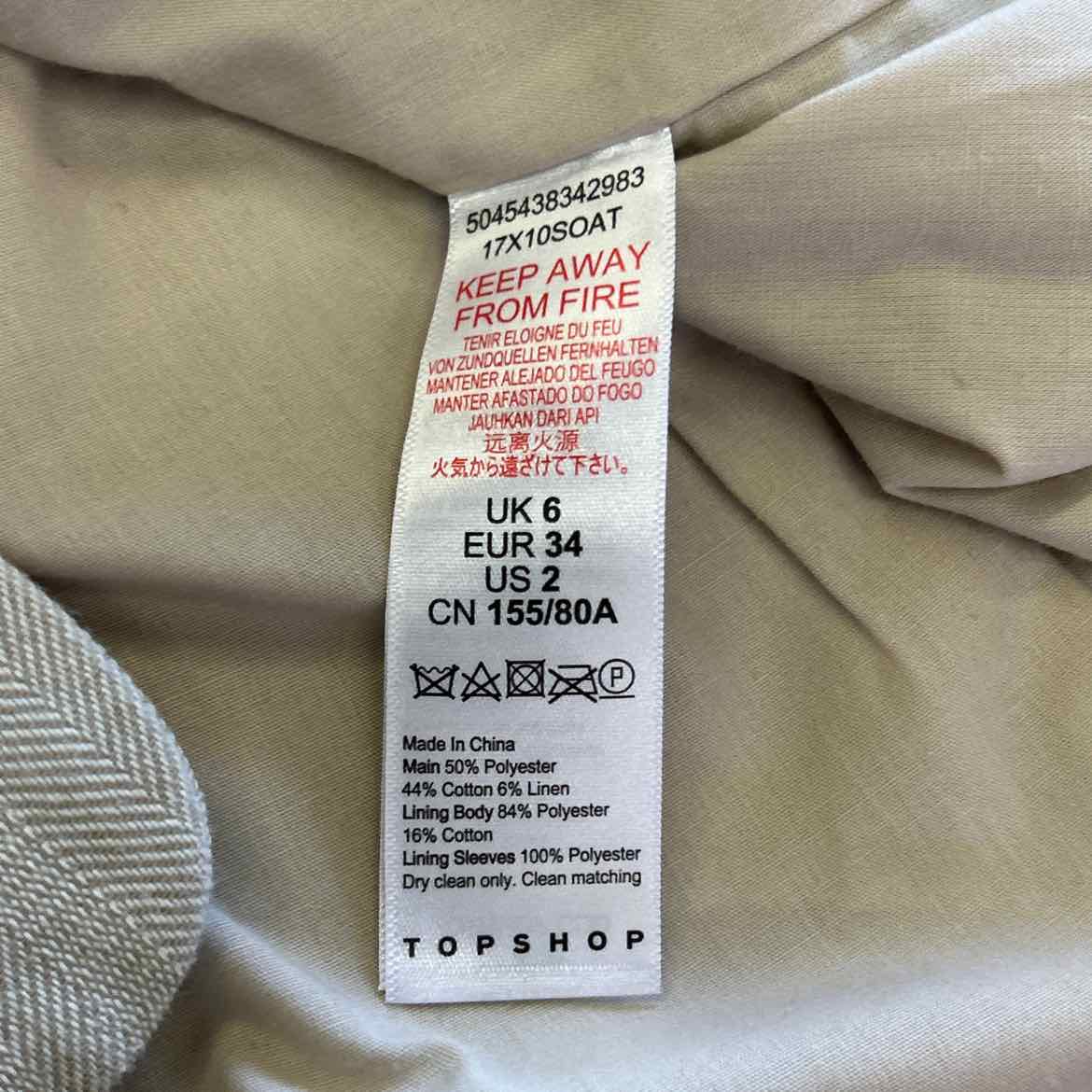 topshop Size 6 Beige Preloved Blazer