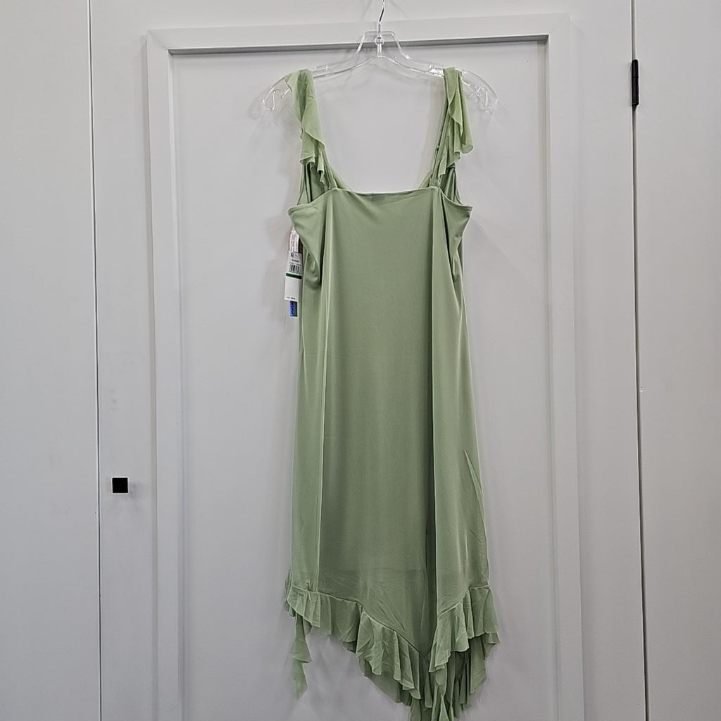 Tinseltown Juniors' Mesh Ruffle MIDI Dress - Fresh Sage