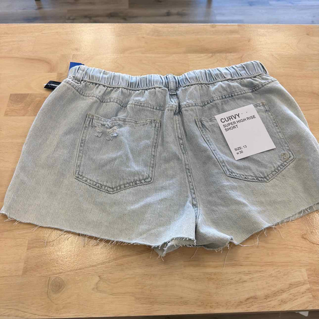 Indigo Rain Women Size 13  Blue New Shorts Distressed Drawstring Denim Shorts