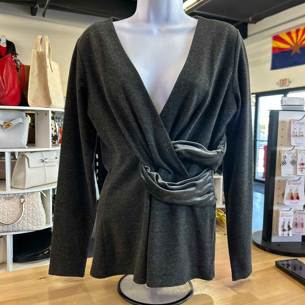 White House Black Market Size S Gray Blouse