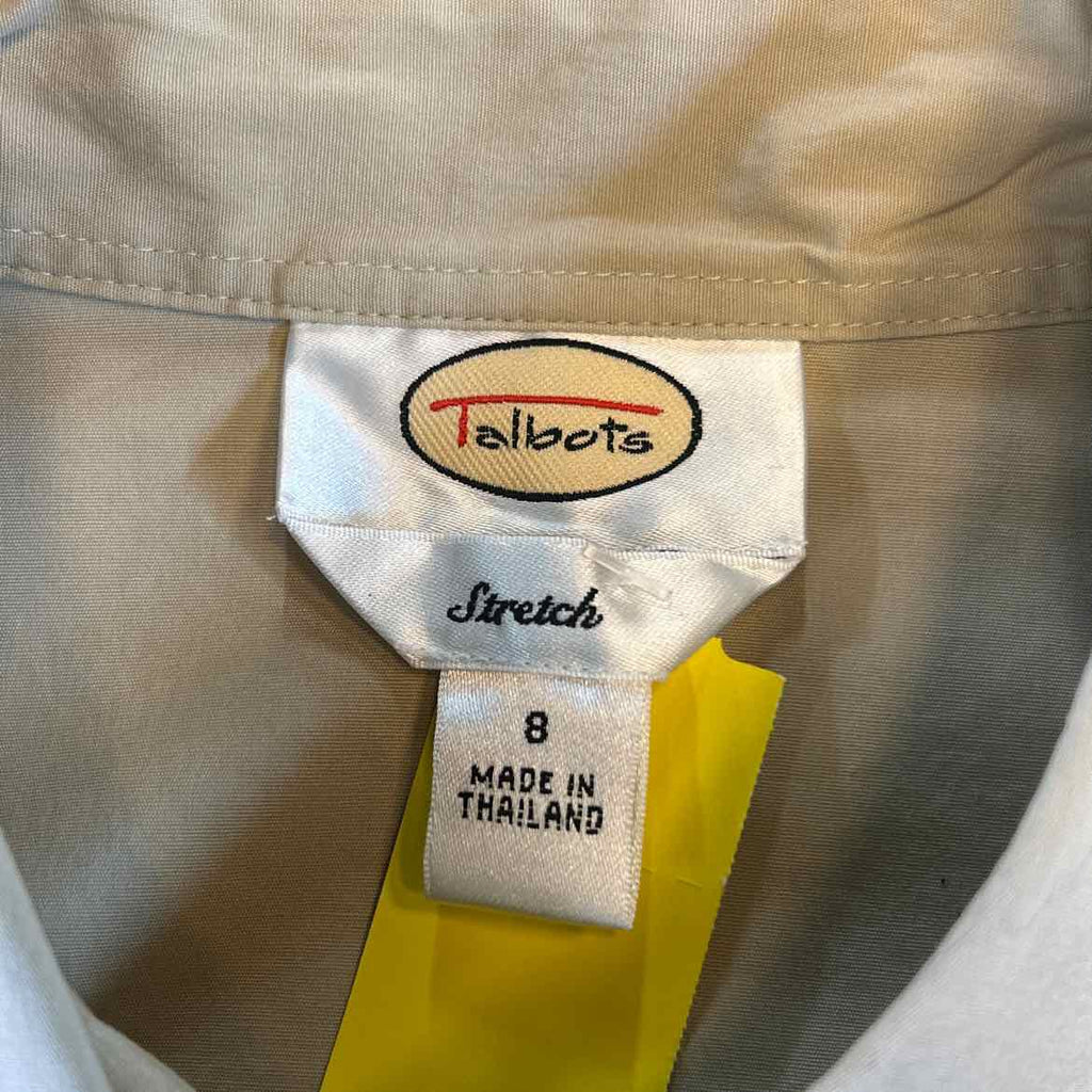 Talbots Size 8 Tan Preloved Button Down LS
