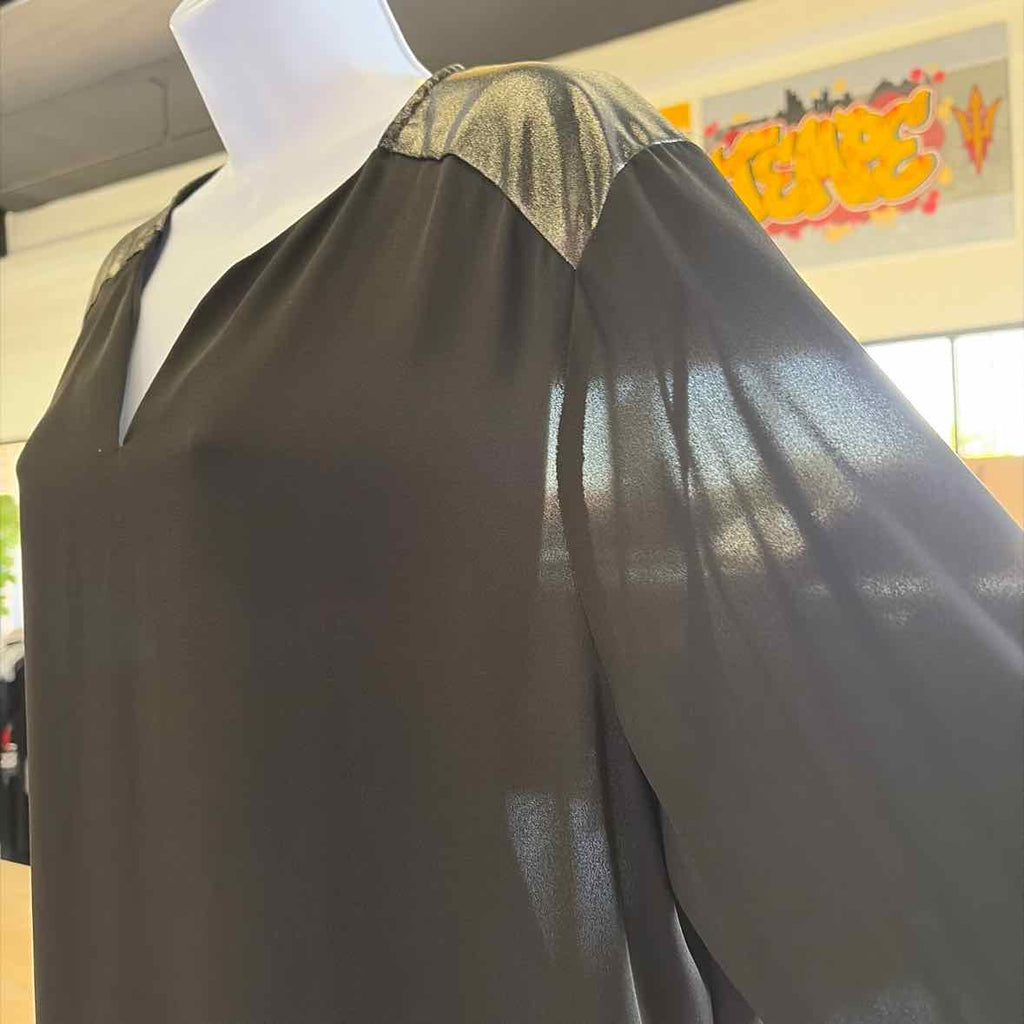 Chico's Size 3 Black Preloved Blouse LS