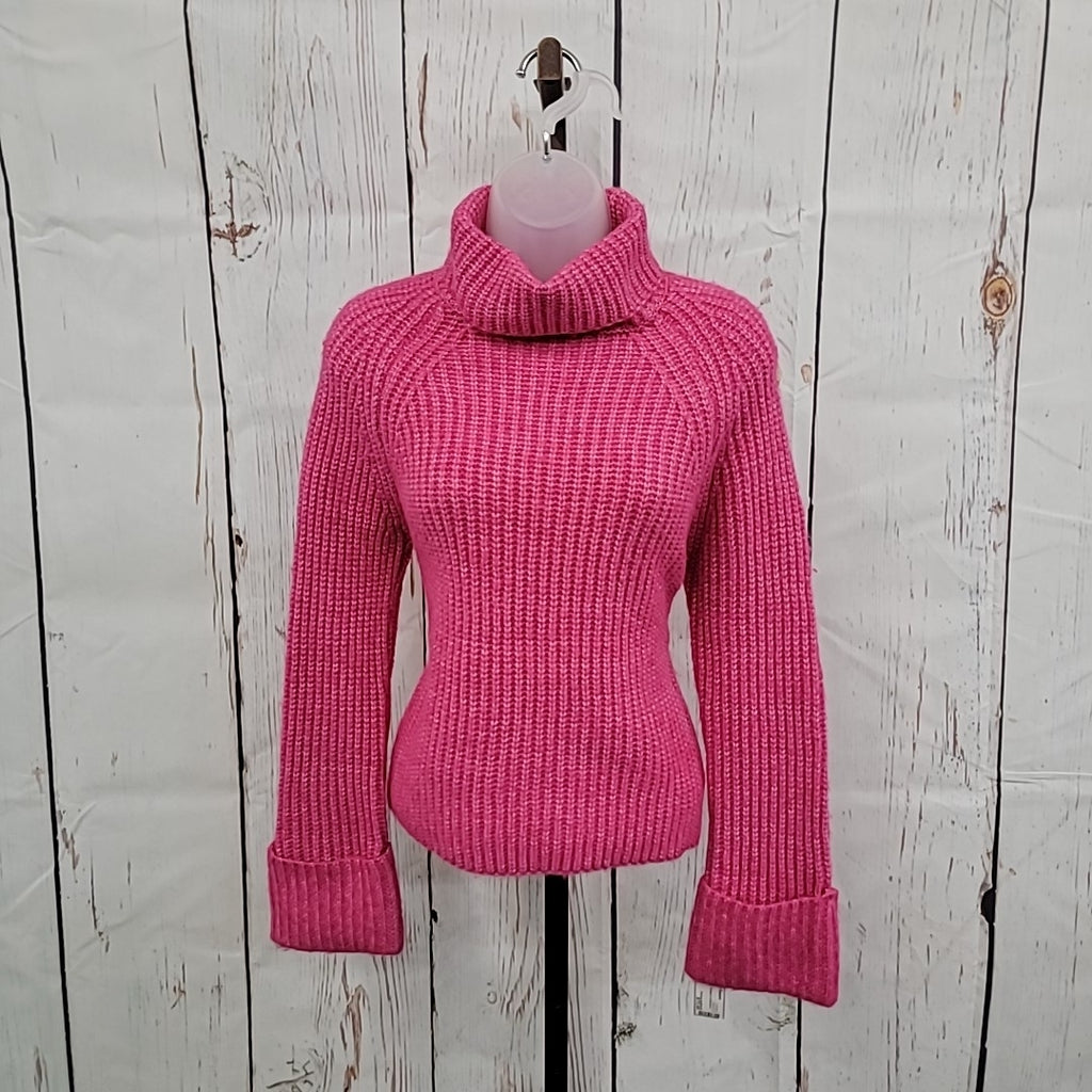 ultra flirt Size M Juniors' Ribbed Turtleneck Sweater - Pink Peacock NWT