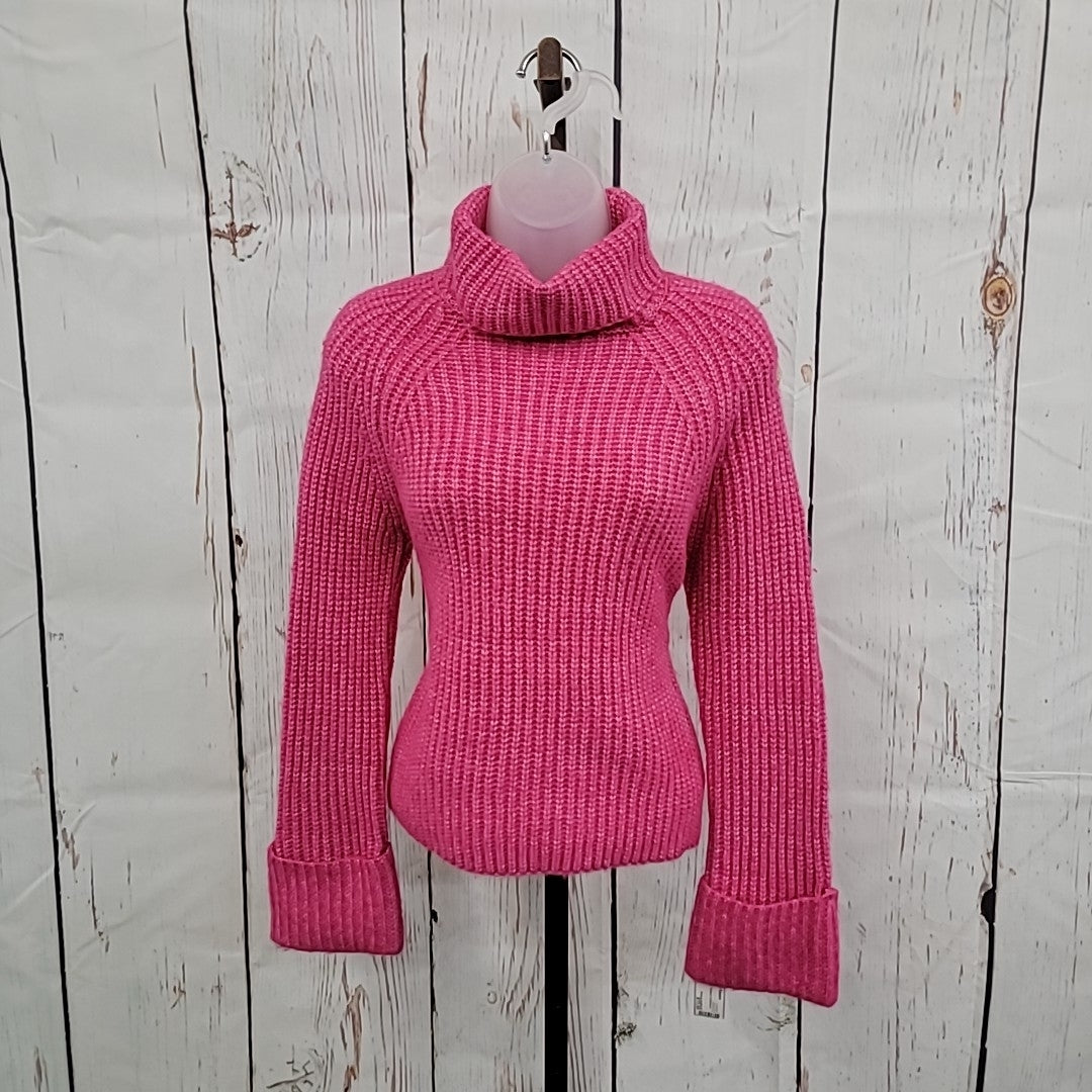 ultra flirt Size M Juniors' Ribbed Turtleneck Sweater - Pink Peacock NWT