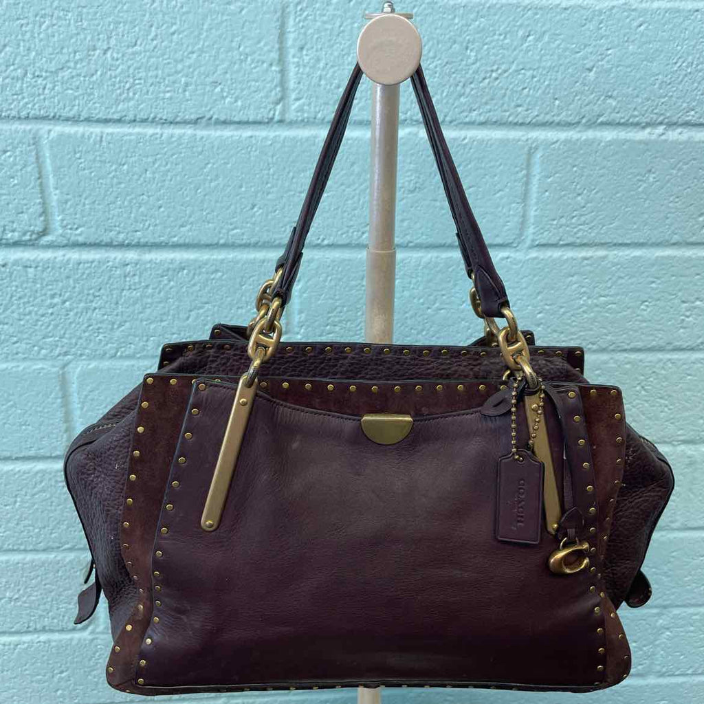 Coach Brown Boarder Rivets Dreamer 36 Lrg Satchel
