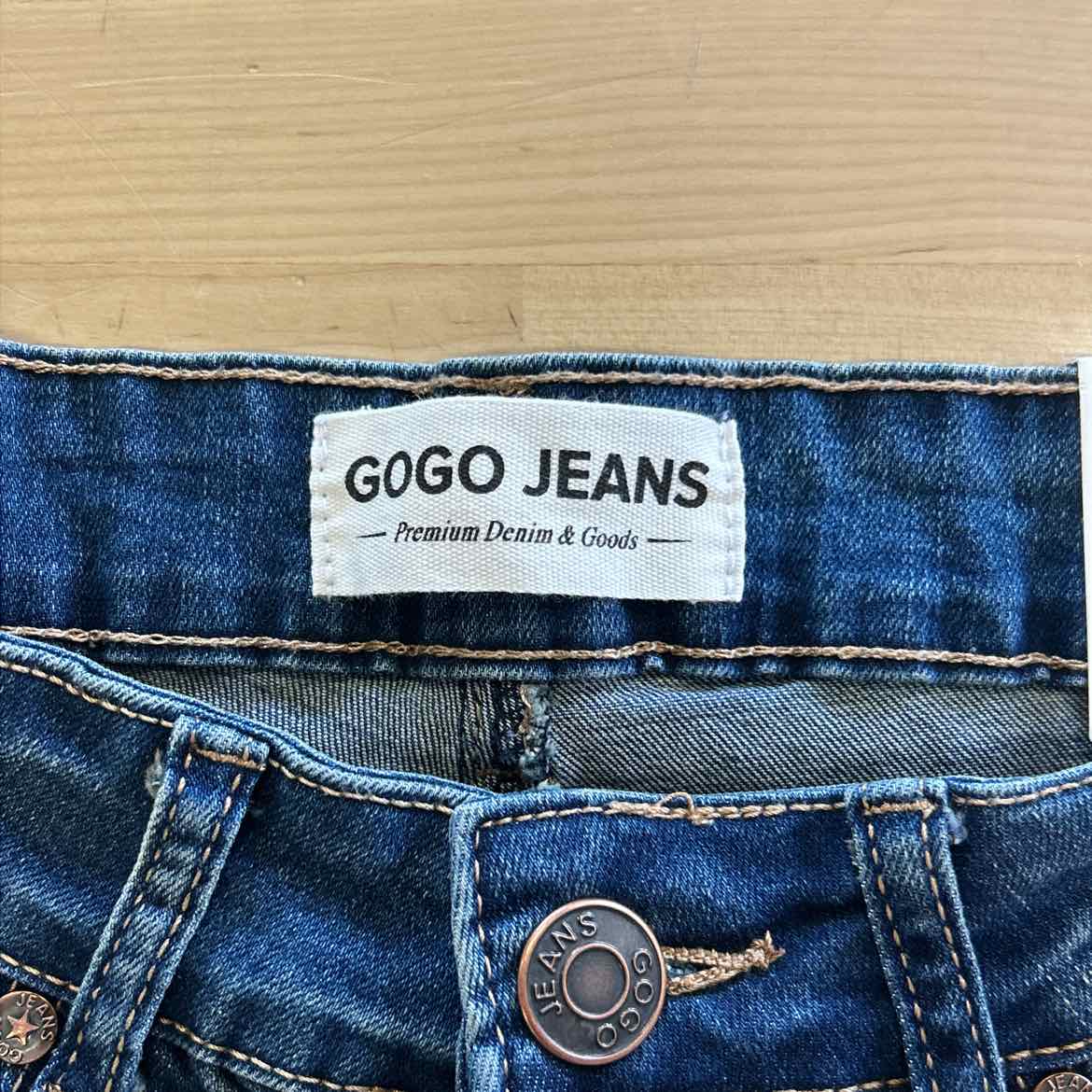 Gogo Jeans Juniors' Destructed Dream Fit Wide-Leg Denim Jeans - Dark Wash
