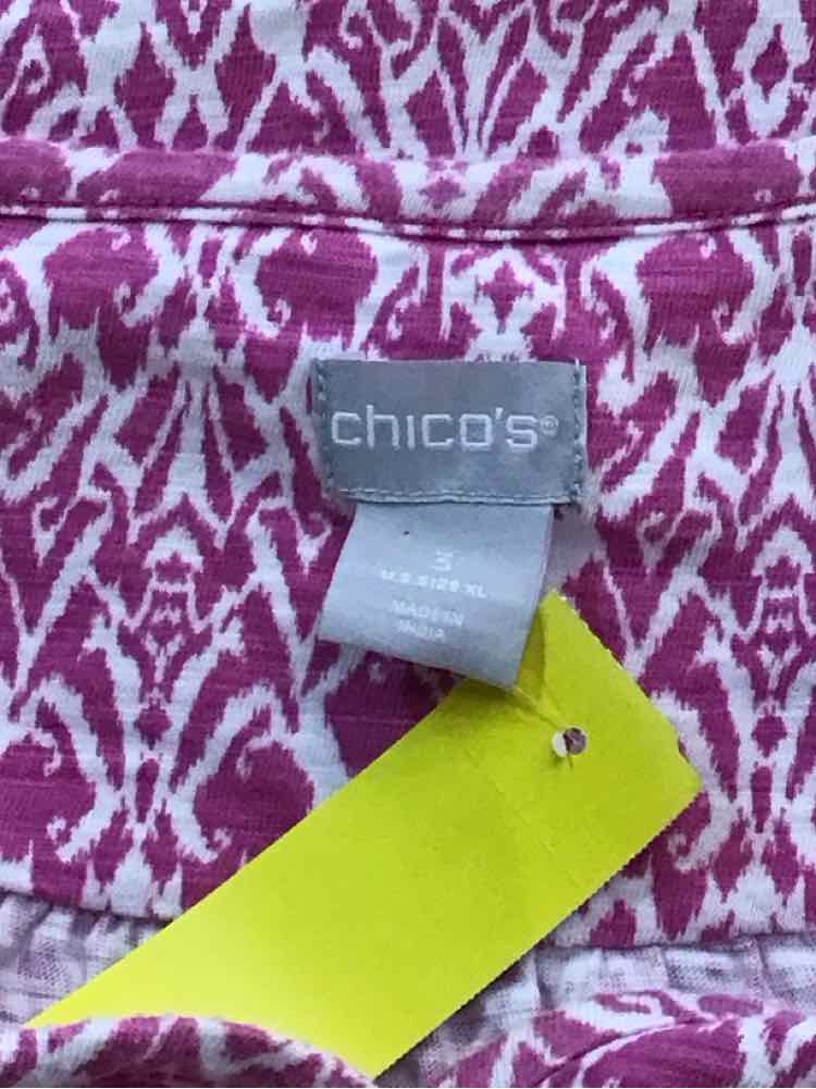 Chico's Size 3 (XL) Pink/white Preloved Blouse LS