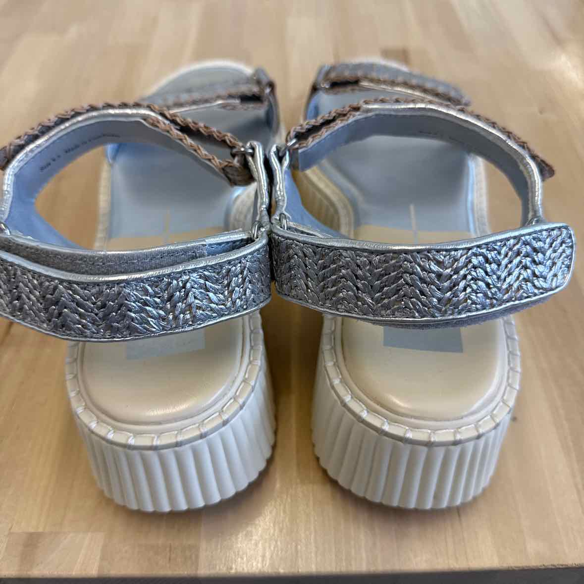 Dolce Vita Shoe Size 9.5 Debra Metallic Leather Wedge Platform Sandal