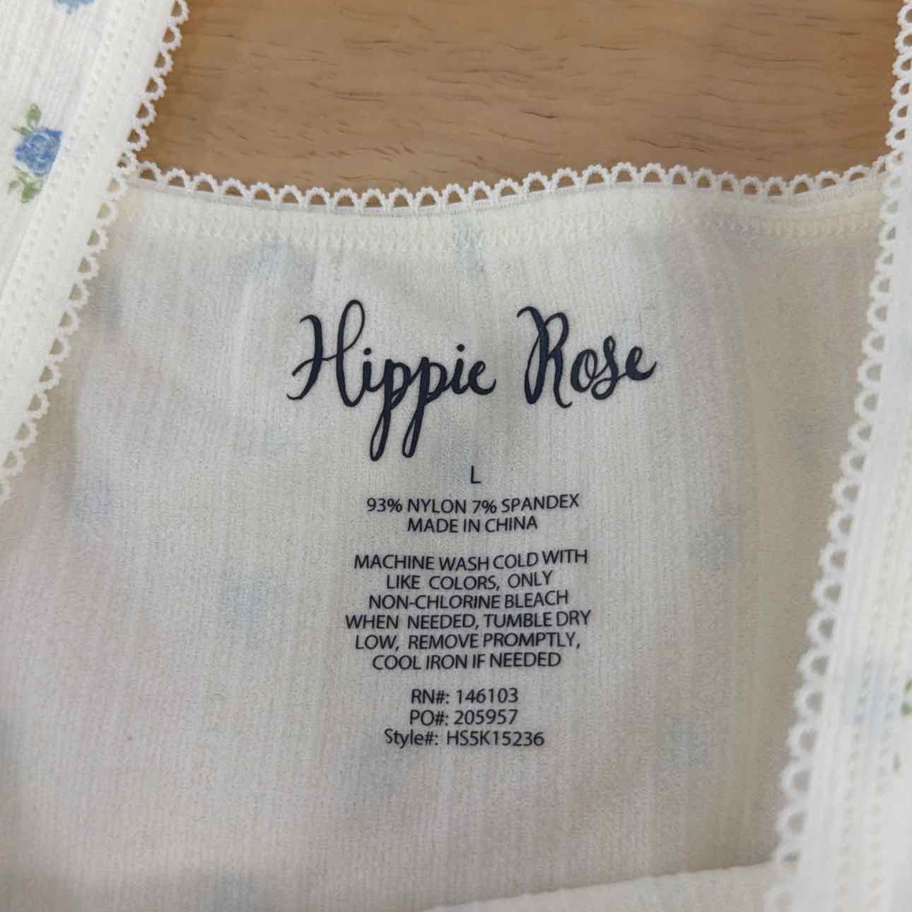 hippie rose Size L Pointelle Ditsy Print Seamless Tank - White Ditsy