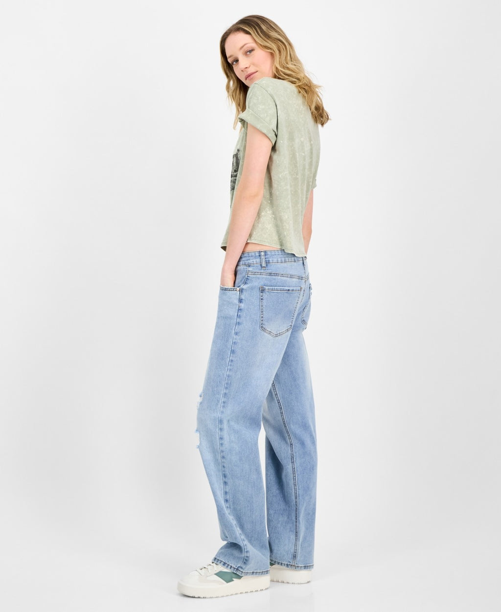 Gogo Jeans Juniors' Destructed Dream Fit Wide-Leg Denim Jeans - Light Wash - 1