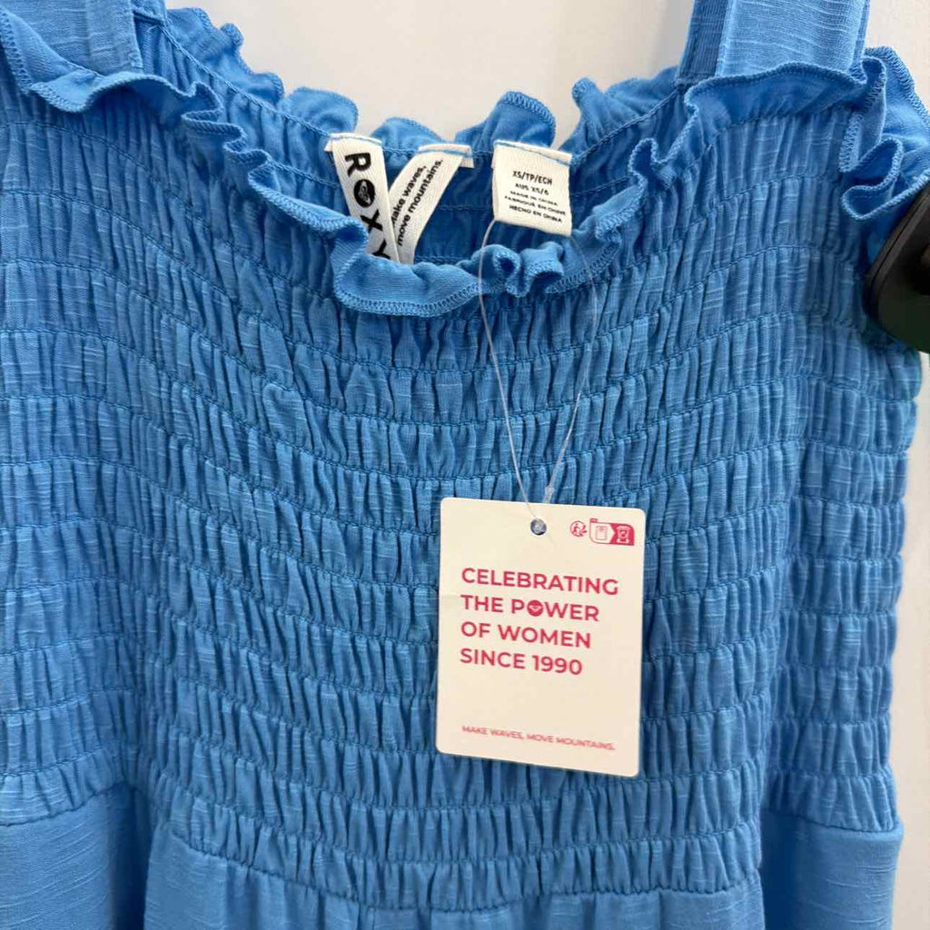 Roxy Just Passing by Smocked Jumpsuit - Azure Blue