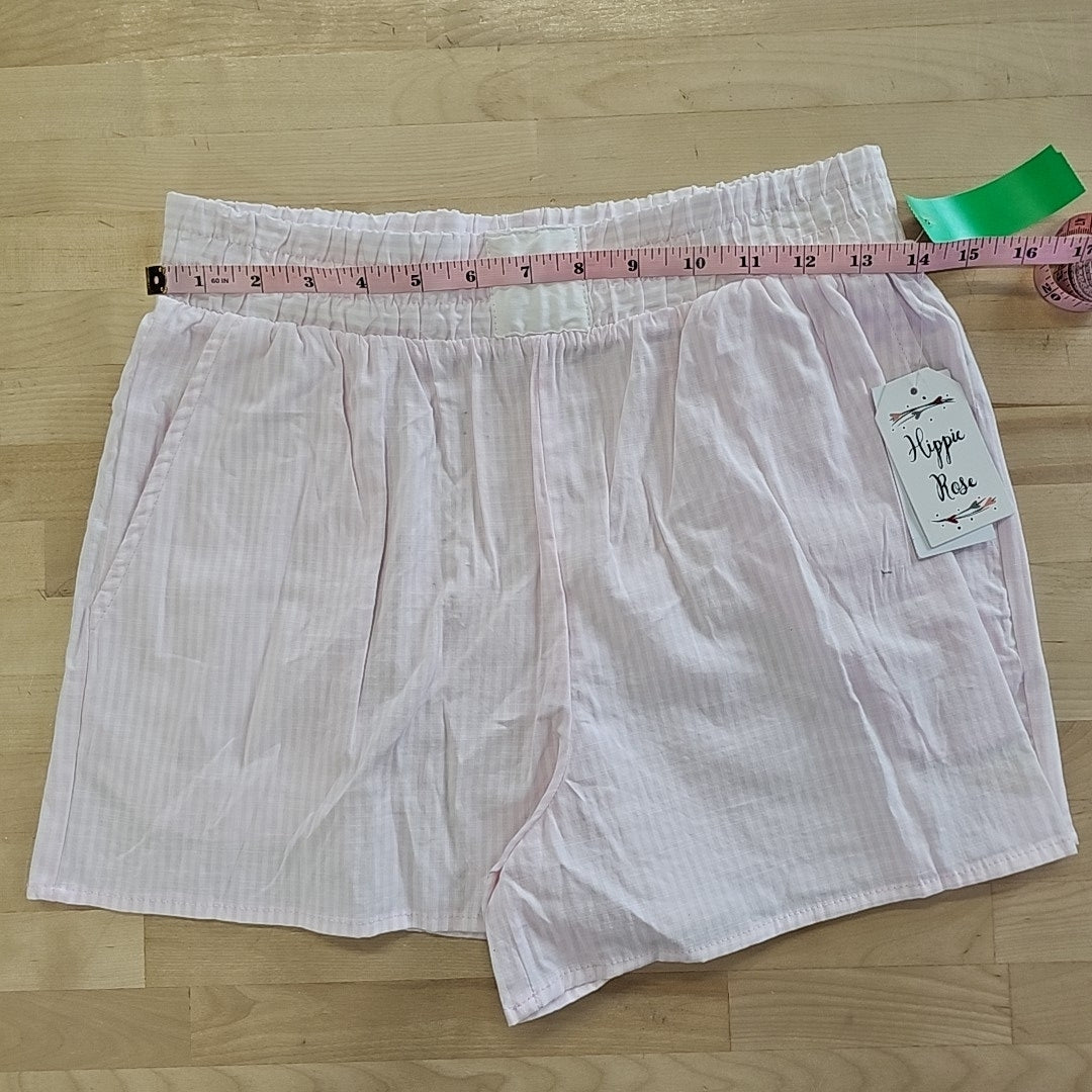 Hippie Rose Juniors' Stripe Boxer Shorts - Pink Stripe - M
