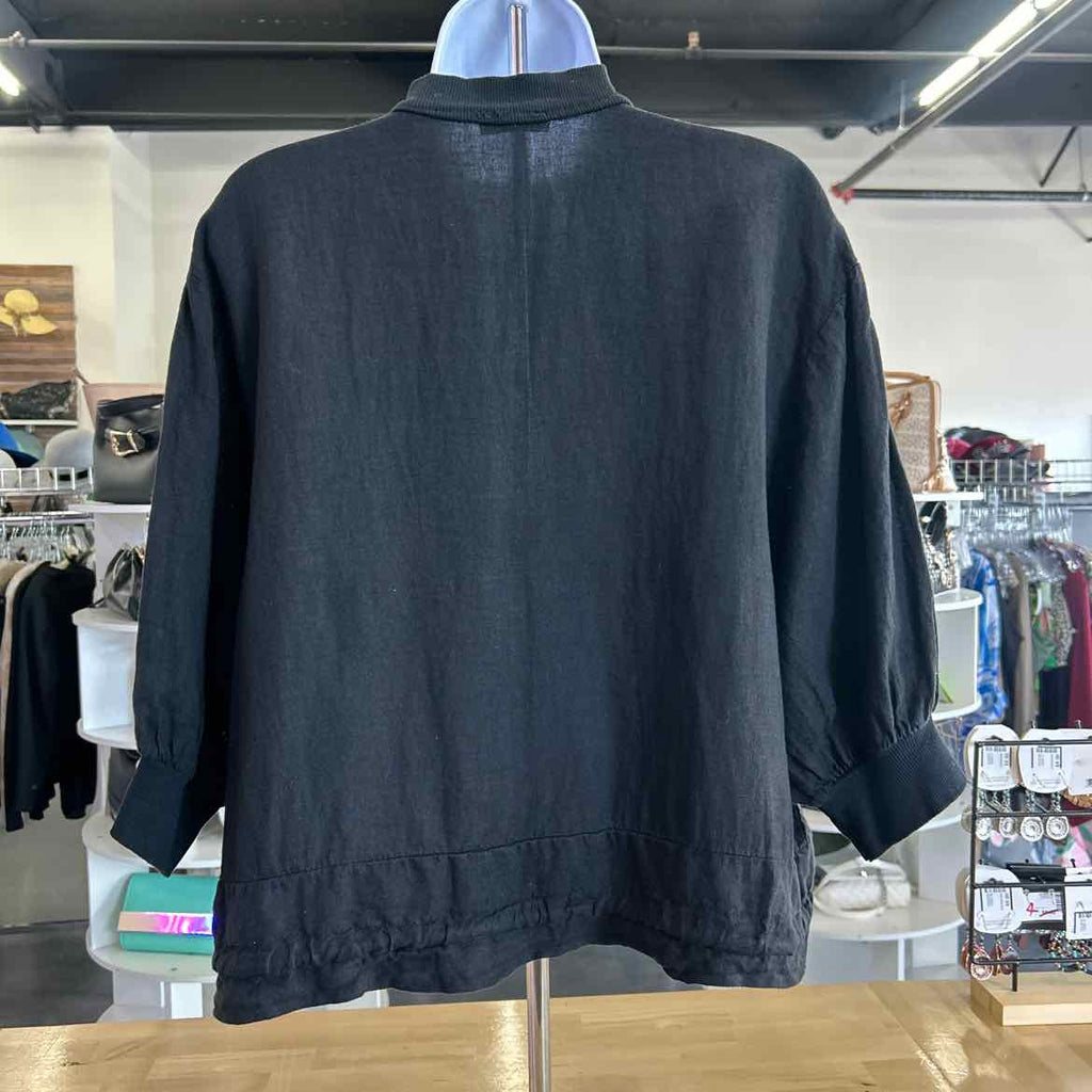 I Love Linen Size M Black Linen Preloved Jacket