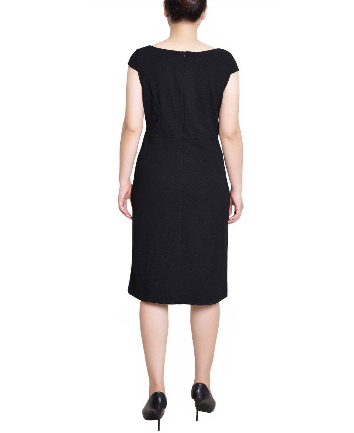 NY Collection Size PL Petite Cap Sleeve Exposed Zipper Dress - Black