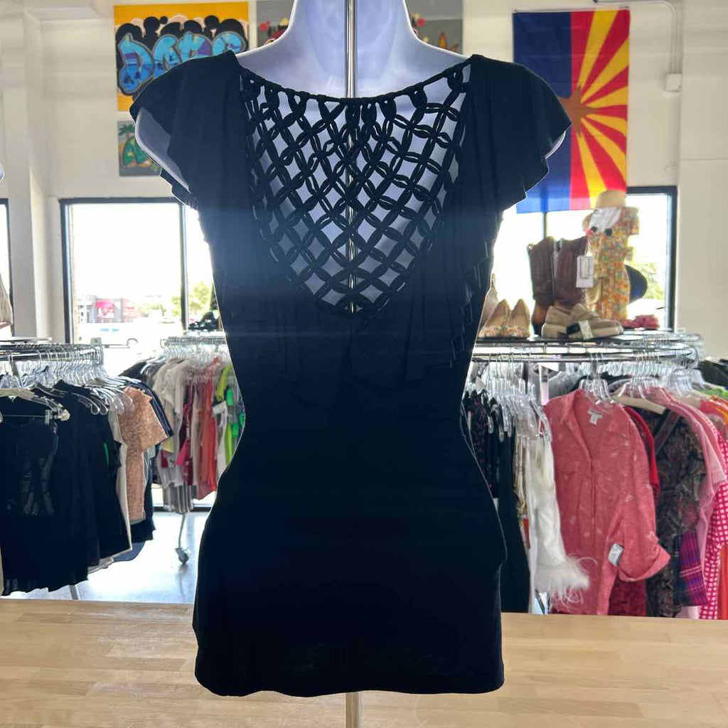 Bebe Size XS Black Preloved Blouse SS