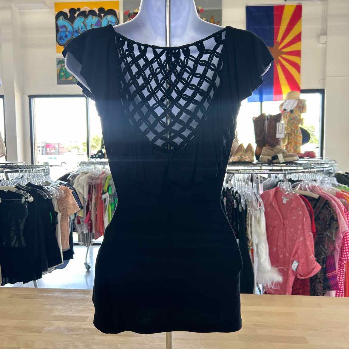 Bebe Size XS Black Preloved Blouse SS