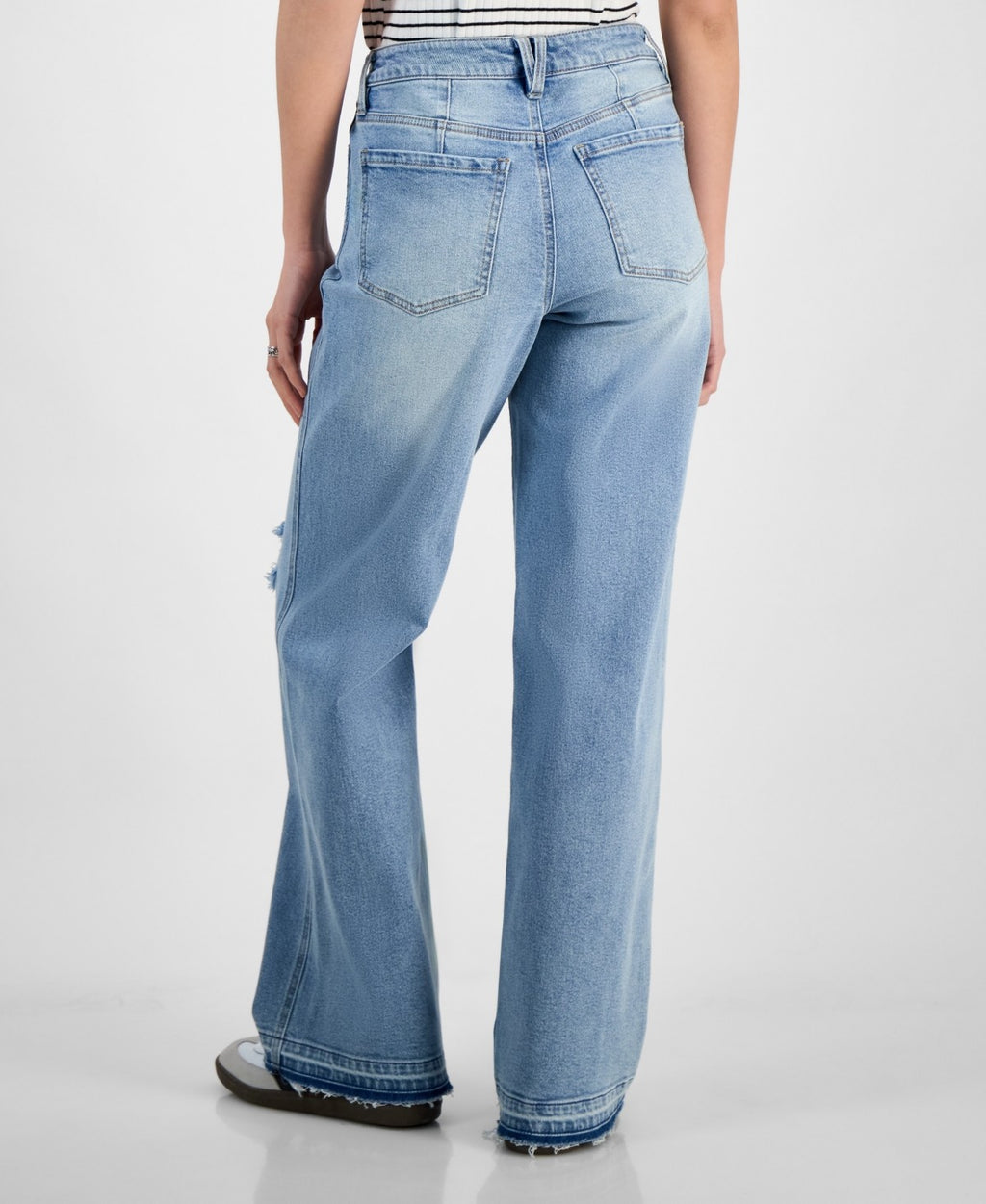 Juniors Celebrity Pink Baggy High Rise Raw Hem Jeans