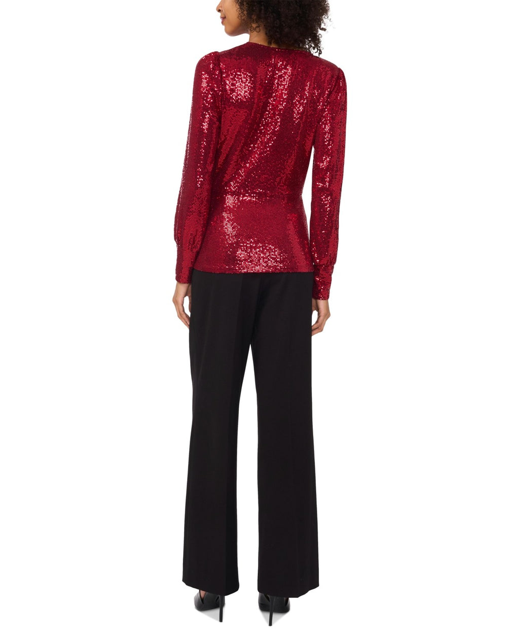 Vince Camuto Womens Metallic Nylon Wrap Top