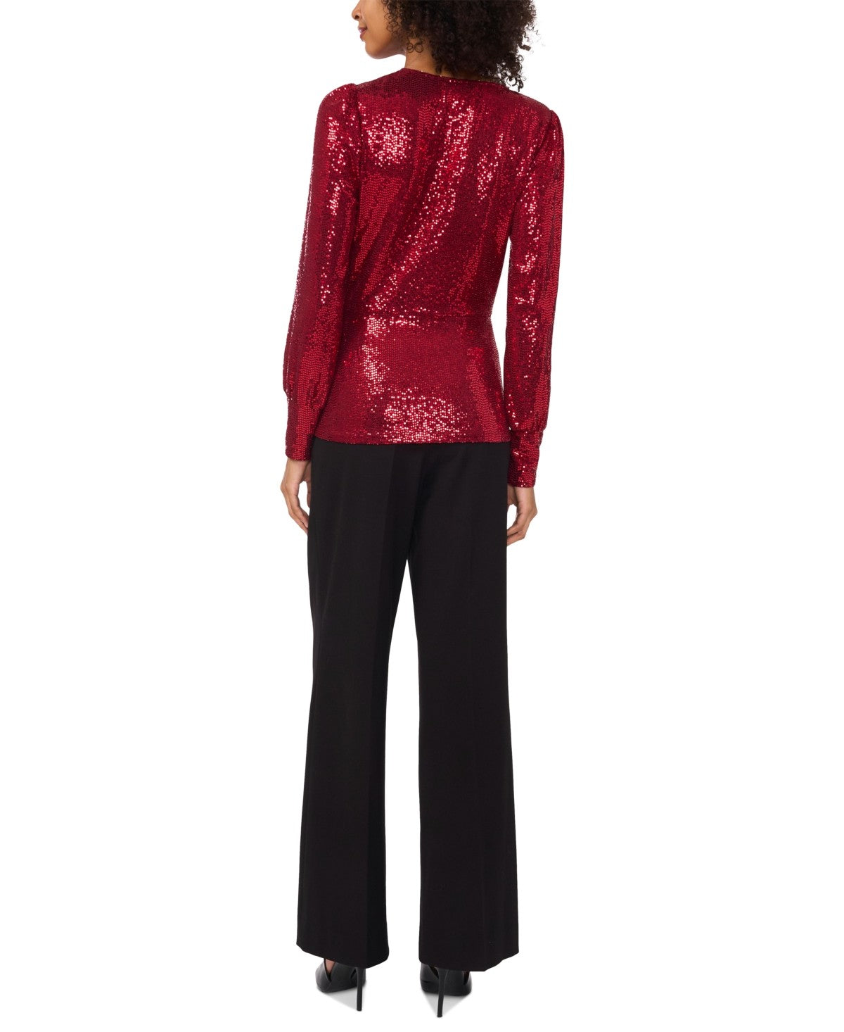 Vince Camuto Womens Metallic Nylon Wrap Top