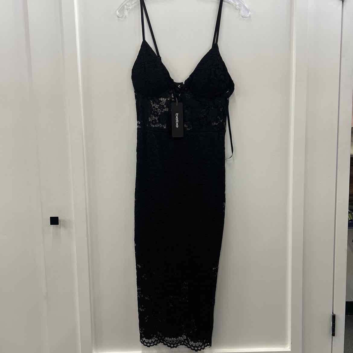 Bebe Women's Medium Lace-up Back MIDI Dress - Black
