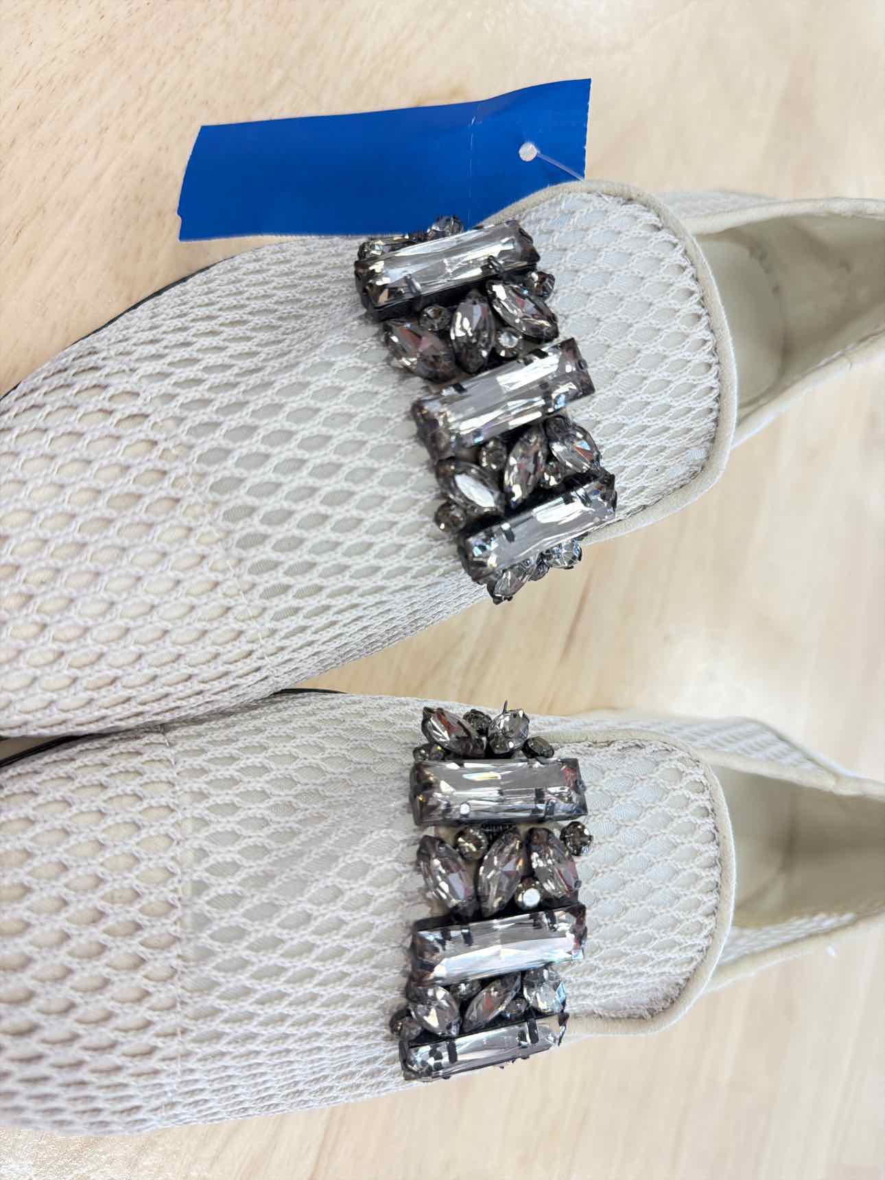 Karl Lagerfeld Size 7 Beige Mesh Leather Preloved Sandals