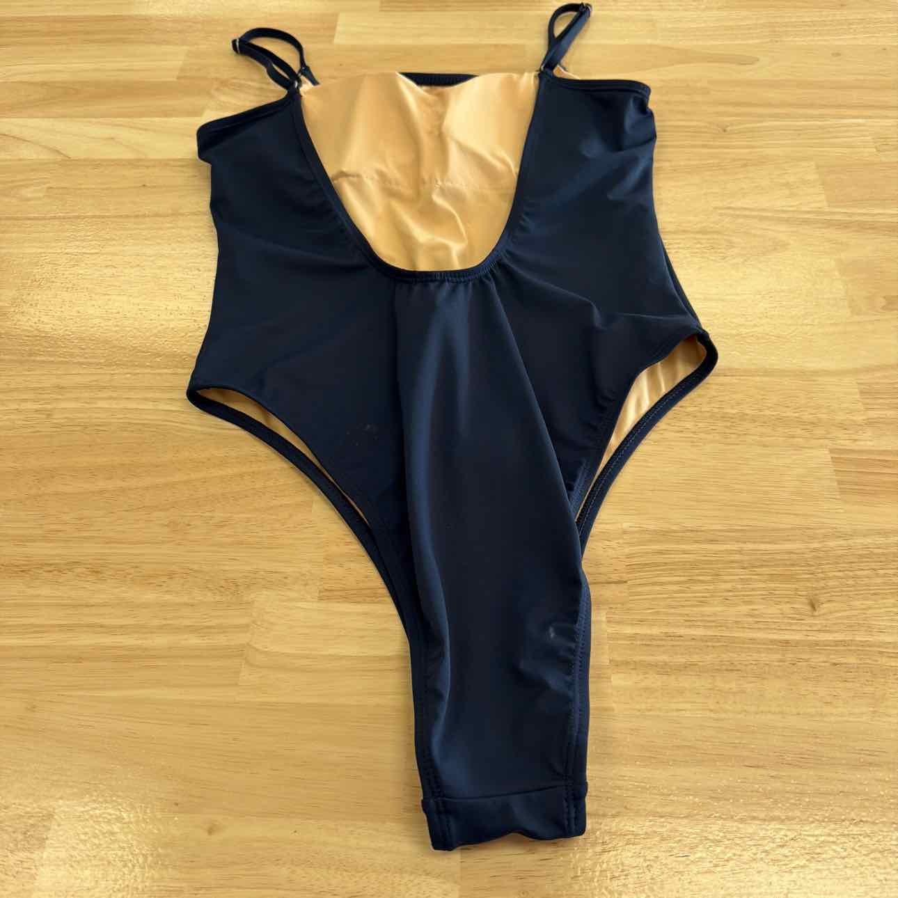 Cotton on Women's Thin-Strap Scoop-Back Cheeky One-Piece Swimsuit - Midnight Blu