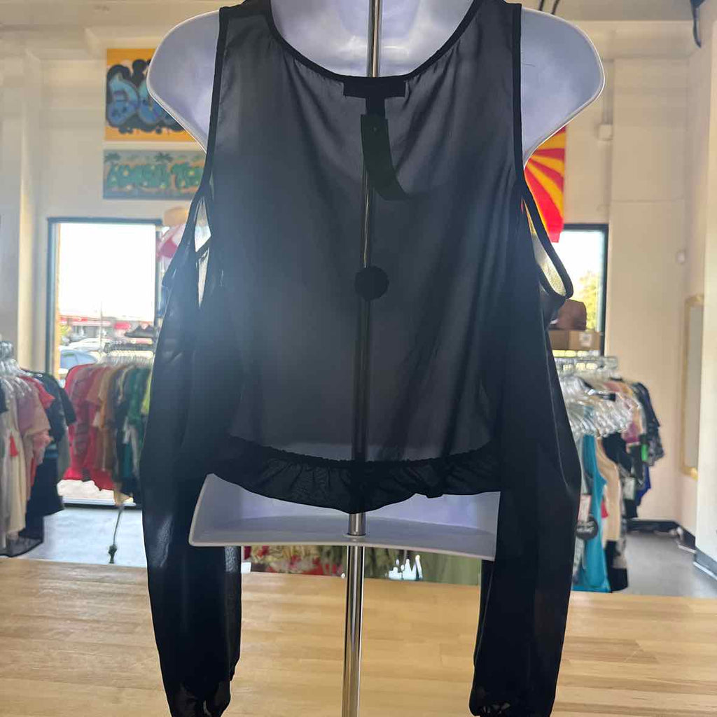 Material Girl Size S Black Sheer Preloved Longsleeve