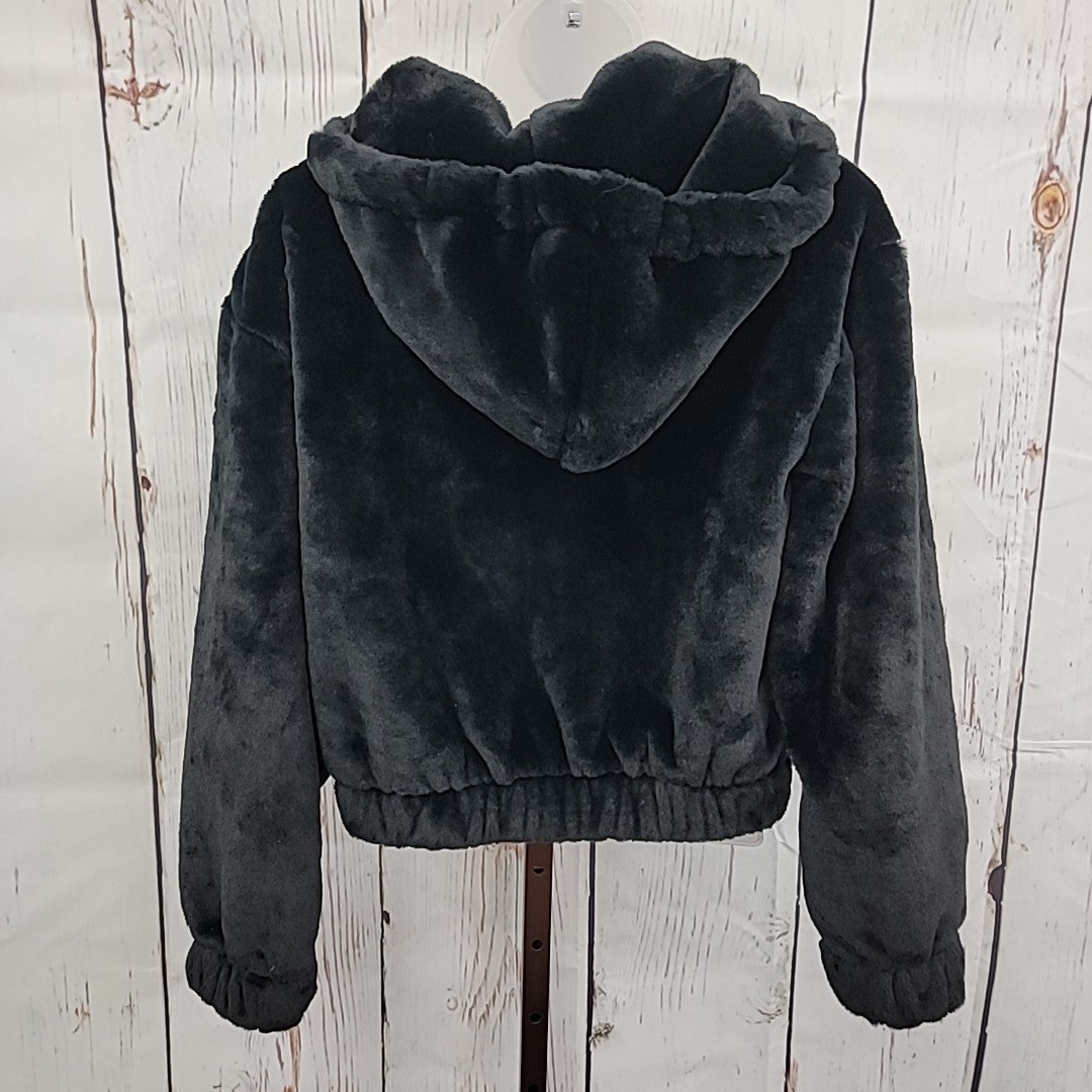 Planet Heart Size XS Faux-Fur Cozy Zip-Front Jacket - Black NWT