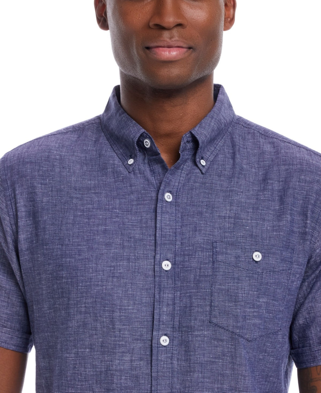 Weatherproof Size XL Men's Short Sleeve Solid Linen Cotton Shirt