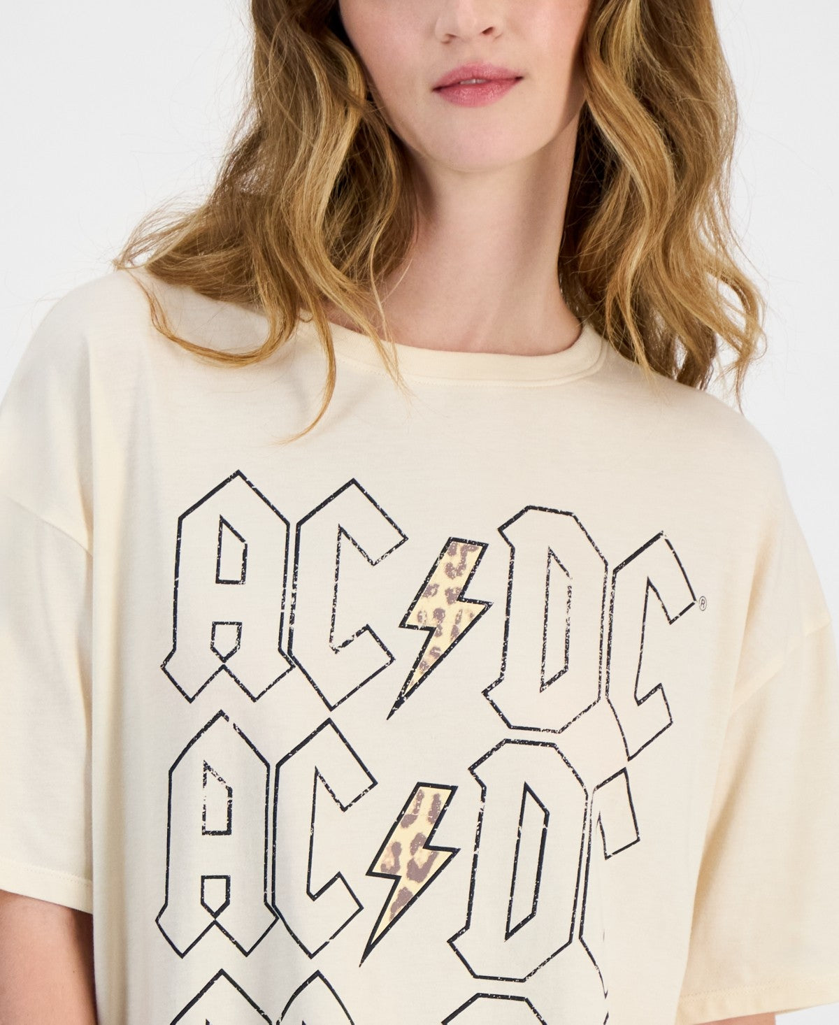 ACDC Size L Acdc Leopard T-Shirt - Bleached Sand