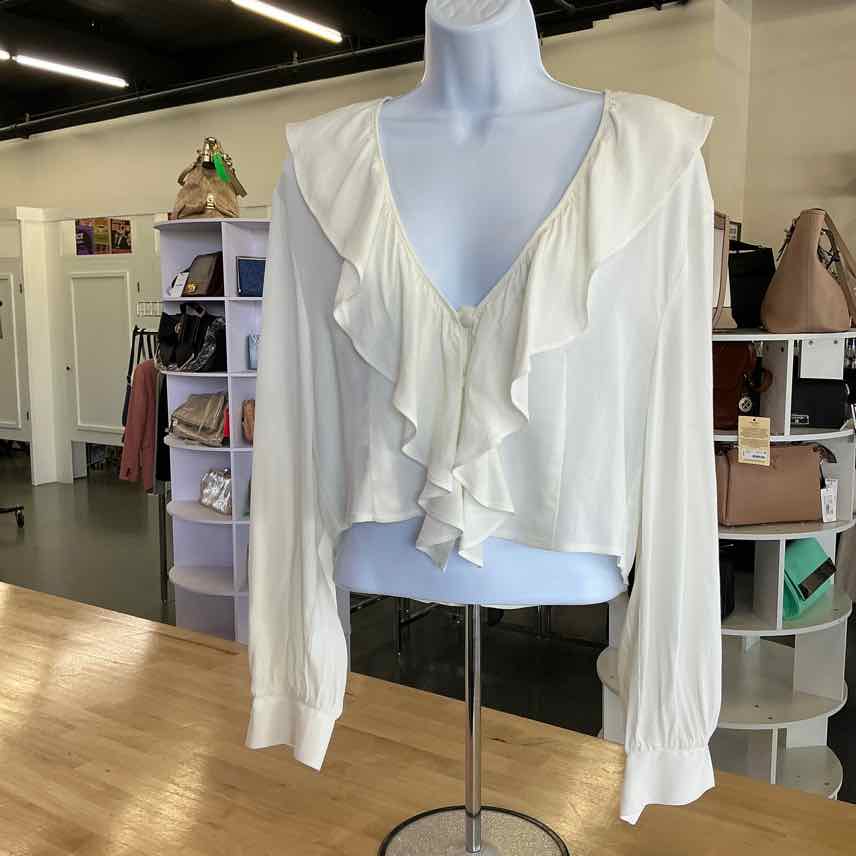 Open Edit Size XS White Preloved Blouse LS