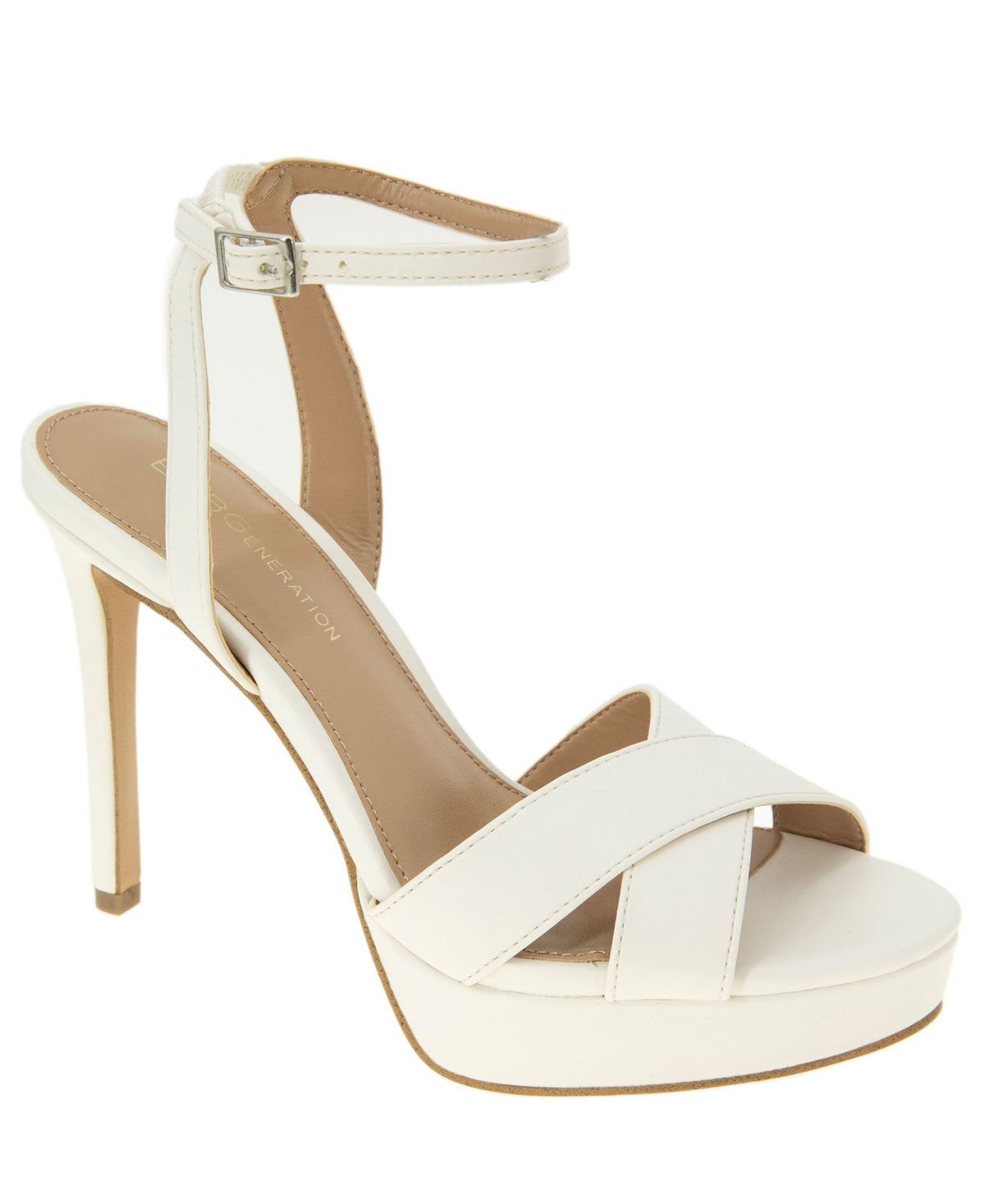 BCBG Size 7 White Niada Platform Sandal - Cloud Dancer
